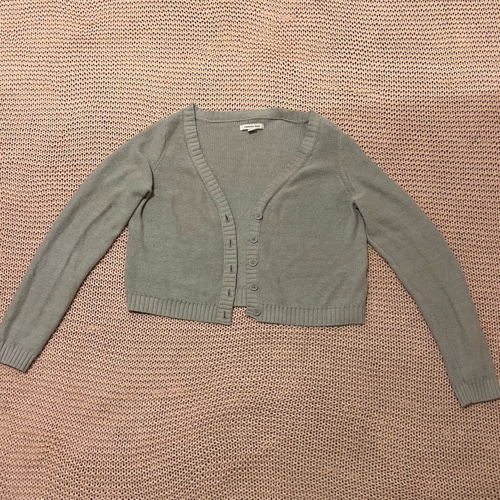 American Eagle Green Gray Cardigan